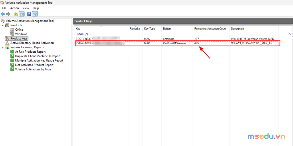 Danh sách Product Keys nhóm theo loại — 2 khoá MAK (Windows Enterprise + Office ProPlus2019)